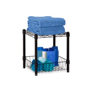 Wire Shelf with Bottom Storage Basket - Black