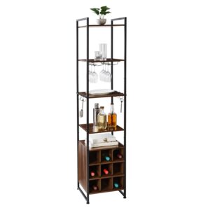 Wine and Bar Storage Tower - Black and Walnut