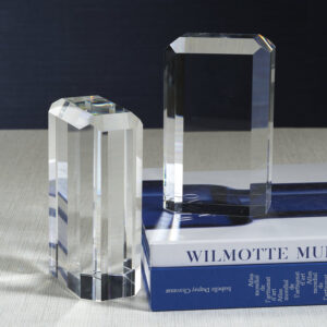 Set of 2 Crystal Glass Bookends